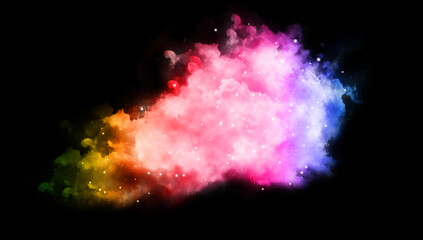 Realistic colorful fog on black background. 