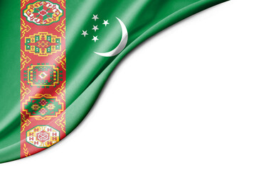 Obraz na płótnie Canvas Turkmenistan flag. 3d illustration. with white background space for text.