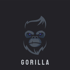king kong gorilla head face illustration for esports logo design vector
