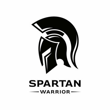 spartan warrior helmet logo design vector
