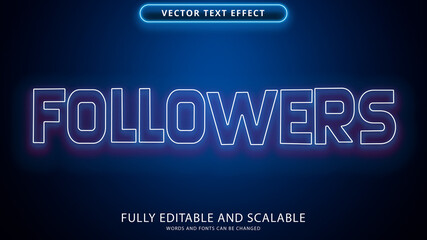 neon text effect follower editable eps file