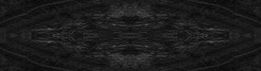 Panorama dark gray stone background with copy space. Black grunge banner with rock texture.