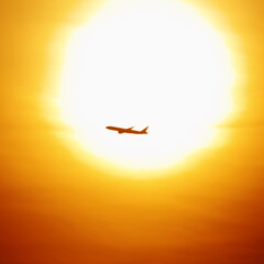 Beautiful Sunset Sky and Airplane