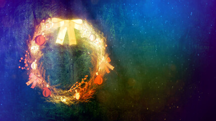 decorated christmas circlet and free space for your content - abstract 3D illustration
