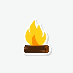 Wooden Camp Fire sticker isolated on white background