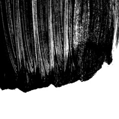 Black brush strokes isolated on white. Ink splatter. Paint droplets. Digitally generated image. Banner with space for text. Vector design elements, illustration, EPS 10.