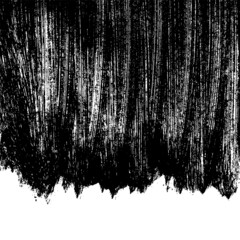 Black brush strokes isolated on white. Ink splatter. Paint droplets. Digitally generated image. Banner with space for text. Vector design elements, illustration, EPS 10.