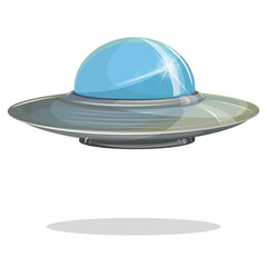 Vector image of an unidentified flying saucer. Isolated over white background. EPS 10. Cartoon style. © Ekaterina
