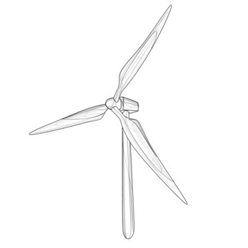 Vector image of an alternative energy source in the form of a windmill in lines. EPS 10