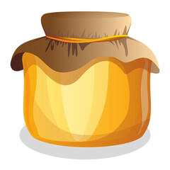 Vector image of a filled jar with amber contents. Cartoon style. EPS 10