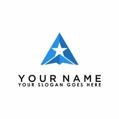 Simple and unique triangle and star like letter A font image graphic icon logo design abstract concept vector stock. Can be used as symbols related to initial or army.