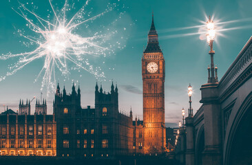 Obraz premium Celebrating New Year in London