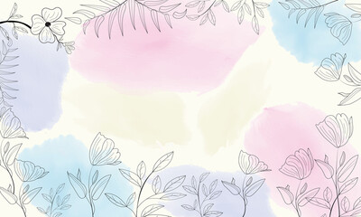 Watercolor background with blossom flowers 