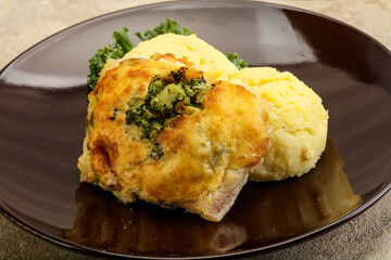 Roasted pangasius fillet with mashed potato