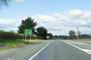 Roadsign along State Highway 1 in the Waikato region, New Zealand