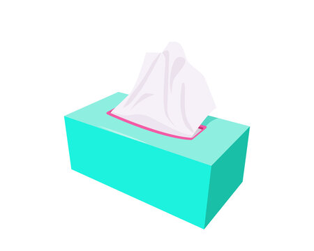 recommend clip art: Tissue box. Open box of paper napkins. A box of dry wipes for the bathroom, hygiene procedures. Vector illustration isolated on white background
