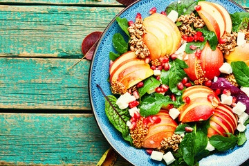 Autumn salad with apple, herbs and oatmeal