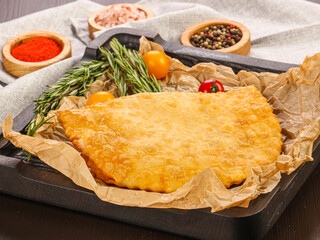 Russian traditional snack - Cheburek with meat