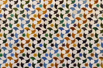 Ceramic walls in the Alhambra of Granada. - obrazy, fototapety, plakaty