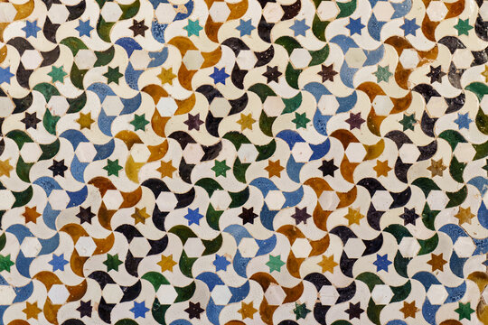 Ceramic walls in the Alhambra of Granada.