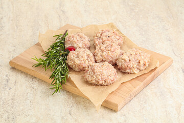 Traditional homemade raw pork meatballs