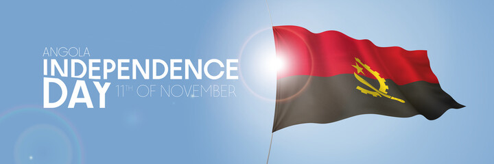 Angola happy independence day greeting card, banner with template text vector illustration