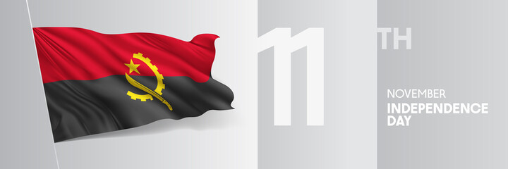 Angola happy independence day greeting card, banner vector illustration