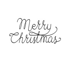Merry Christmas hand lettering calligraphy. Template for winter holiday greeting card. 