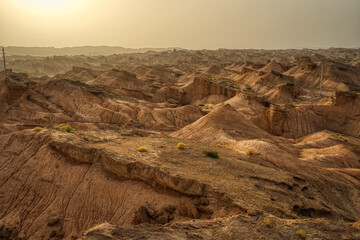 nepheline landforms in sunset in XInjiang, China