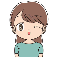ウインクする女性　上半身アップ