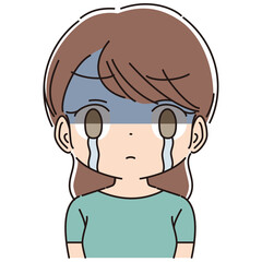 泣いている女性　上半身アップ