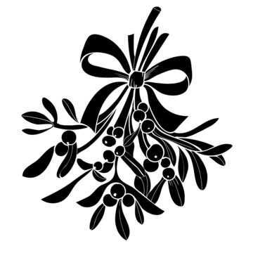recommend clip art: Christmas black and white mistletoe bouquet