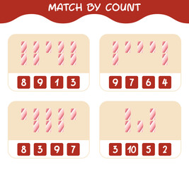 Match by count of cartoon marshmallow. Match and count game. Educational game for pre shool years kids and toddlers