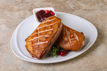 Roasted duck breast with sauce
