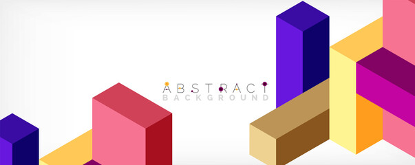 Obraz premium Abstract background. 3d cubes, cubic elements and blocks. Techno or business concept for wallpaper, banner, background, landing page