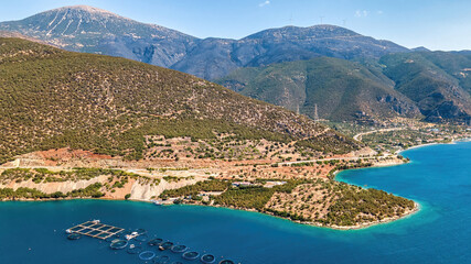 Naklejka premium Aerial drone view of the Ionian Sea coast of Zakynthos, Greece