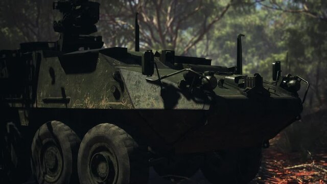 armored battle army tank on the road