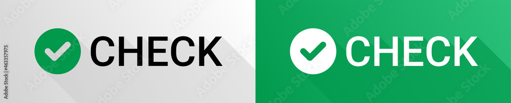 Poster Check with tick mark button icon vector illustration