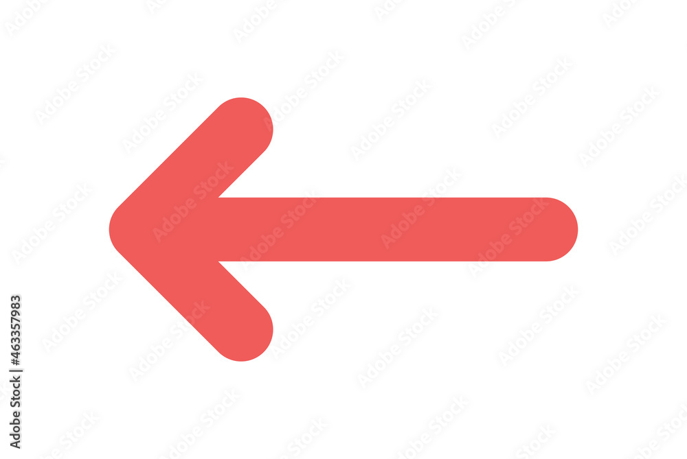 Poster backward icon. red arrow to the left icon.