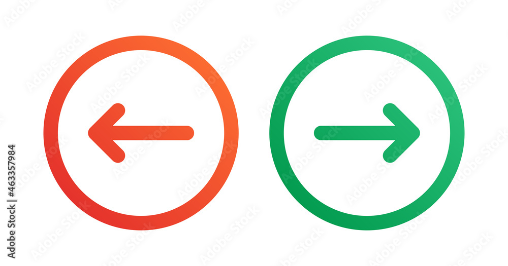 Aufkleber arrow left right or back next icon button vector