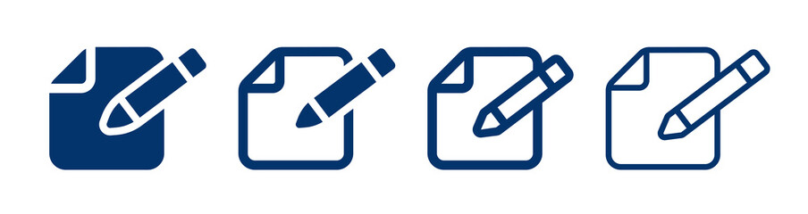 Writing note icon. Edit document icon set. Vector illustration