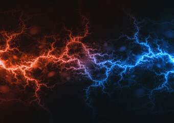 Fire and ice lightning background, power electrical abstract