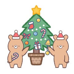 クリスマスツリーとクマ
