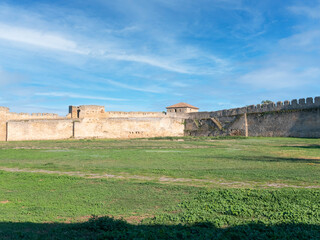 Fototapeta na wymiar Ruins of the Akkerman Fortress. Bilhorod-Dnistrovskyi fortress, Ukraine. Exteriors of the fortress on a sunny summer day.