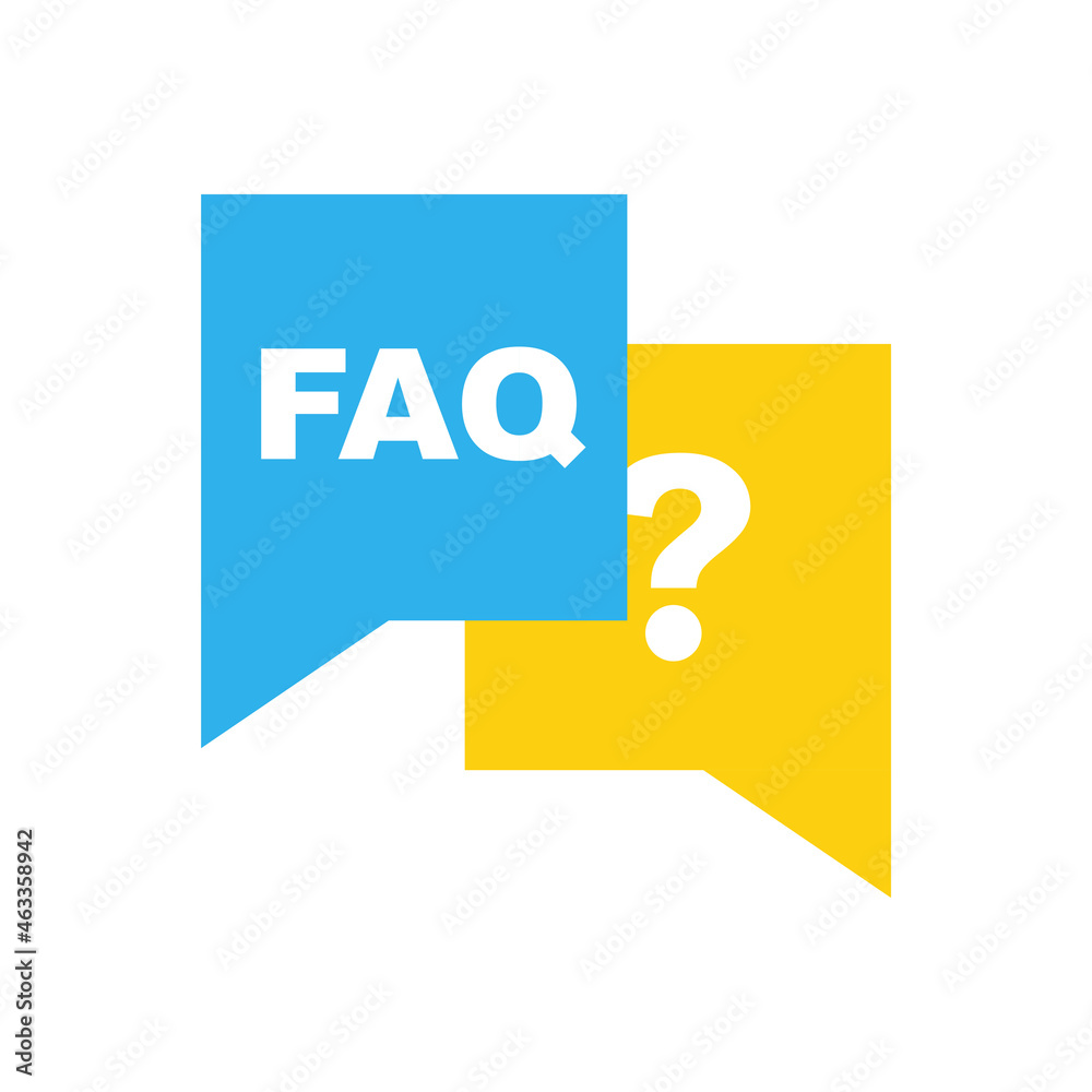 Poster question mark in talk speech bubble. faq icon. ask sign. help symbol. flat vector element for mobile