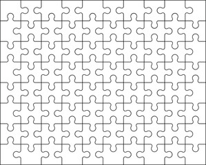 Puzzles background. Jigsaw puzzle with pieces. Mosaic blank template. Vector illustration.