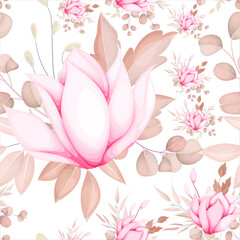 beautiful romantic maroon flower seamless pattern