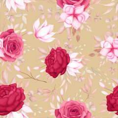 beautiful romantic maroon flower seamless pattern