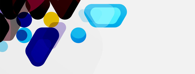 Color bubbles and rounded geometric shapes on white. Vector geometric minimal abstract background for wallpaper, banner, background, landing page