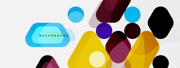 Abstract round geometric shapes and circles background. Trendy techno business template for wallpaper, banner, background or landing